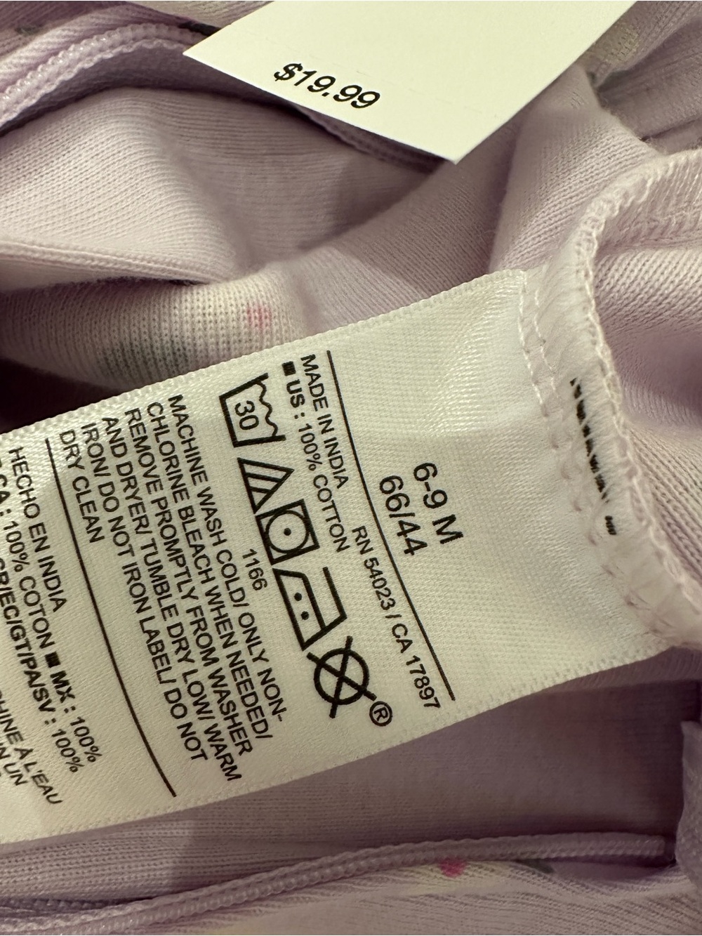 🦢 6~9 Mth 100% Cotton Old Navy Lavender Floral Footed One-Piece Baby Sleeper NWT - Picture 8 of 9